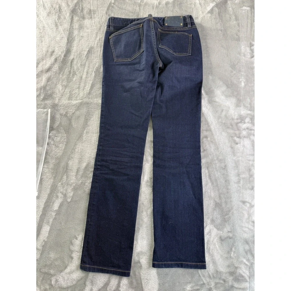 Tory Burch Straight Leg Jeans Women Size 25 Dark Wash Blue Denim Gold Hardware